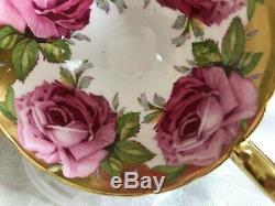 Aynsley Heavy Gold Trimmed Cabbage Rose Cup & Saucer