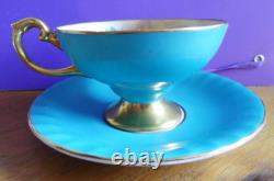 Aynsley Hip Rose Blue Cornflower, Daisy Wheat Ear Pattern Cup Saucer Turquoise