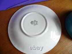 Aynsley Hip Rose Blue Cornflower, Daisy Wheat Ear Pattern Cup Saucer Turquoise