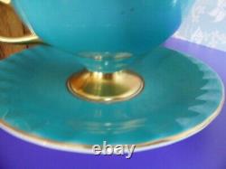 Aynsley Hip Rose Blue Cornflower, Daisy Wheat Ear Pattern Cup Saucer Turquoise