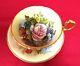 Aynsley J A Bailey Gold Footed Cup & Saucer Pink Cabage Rose
