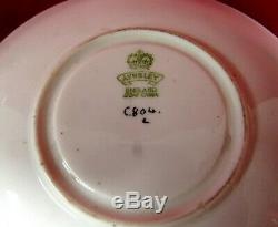 Aynsley J A Bailey Gold Footed Cup & Saucer Pink Cabage Rose