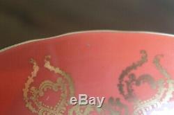 Aynsley J. A. Bailey Tea Cup Saucer Cabbage Rose Bouquet Gold Orange Pedestal