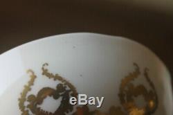 Aynsley J. A. Bailey Tea Cup Saucer Cabbage Rose Bouquet Gold Orange Pedestal