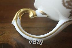 Aynsley J. A. Bailey Tea Cup Saucer Cabbage Rose Bouquet Gold Orange Pedestal