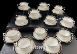 Aynsley LEIGHTON Cobalt Smooth 11 Cup & Saucer Sets Gold Bands 2 3/8, Inside