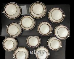 Aynsley LEIGHTON Cobalt Smooth 11 Cup & Saucer Sets Gold Bands 2 3/8, Inside