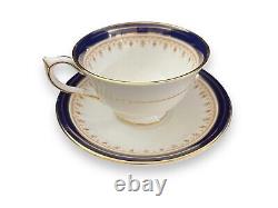 Aynsley LEIGHTON Cobalt Smooth 11 Cup & Saucer Sets Gold Bands 2 3/8, Inside