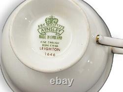 Aynsley LEIGHTON Cobalt Smooth 11 Cup & Saucer Sets Gold Bands 2 3/8, Inside