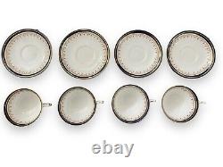 Aynsley LEIGHTON Cobalt Smooth 11 Cup & Saucer Sets Gold Bands 2 3/8, Inside