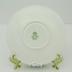 Aynsley Magnolia Flowers Footed Cup & Saucer Set Green & Gold Trim England