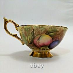 Aynsley Orchard Fruit Gold Cup Saucer Trio Signed D. Jones