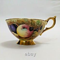 Aynsley Orchard Fruit Gold Cup Saucer Trio Signed D. Jones