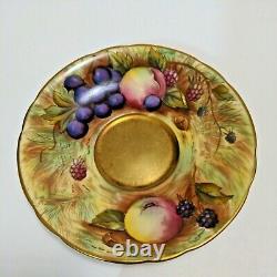 Aynsley Orchard Fruit Gold Cup Saucer Trio Signed D. Jones