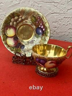 Aynsley Orchard Gold Cup & Saucer Signed D. Jones