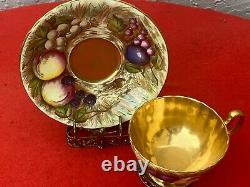 Aynsley Orchard Gold Cup & Saucer Signed D. Jones