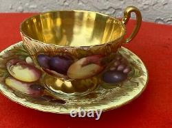 Aynsley Orchard Gold Cup & Saucer Signed D. Jones