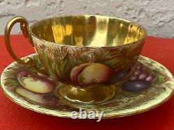 Aynsley Orchard Gold Cup & Saucer Signed D. Jones