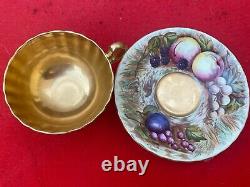 Aynsley Orchard Gold Cup & Saucer Signed D. Jones