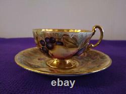 Aynsley'Orchard Gold' Cup & Saucer with Gilt Interior by N. Brunt + D Jones