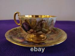 Aynsley'Orchard Gold' Cup & Saucer with Gilt Interior by N. Brunt + D Jones