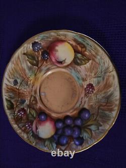 Aynsley'Orchard Gold' Cup & Saucer with Gilt Interior by N. Brunt + D Jones