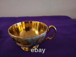 Aynsley'Orchard Gold' Cup & Saucer with Gilt Interior by N. Brunt + D Jones