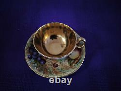 Aynsley'Orchard Gold' Cup & Saucer with Gilt Interior by N. Brunt + D Jones