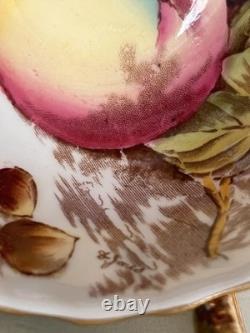 Aynsley Orchard Gold Cup and Saucer, Mint Green Exterior, Signed D. Jones Aynsley Orchard Gold Cup and Saucer, Mint Green Exterior, Signed D. Jones