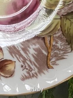 Aynsley Orchard Gold Cup and Saucer, Mint Green Exterior, Signed D. Jones