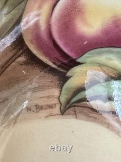 Aynsley Orchard Gold Fruit Cup Saucer Artist Signed N. Brunt Gold Rim