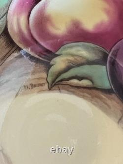 Aynsley Orchard Gold Fruit Cup Saucer Artist Signed N. Brunt Gold Rim