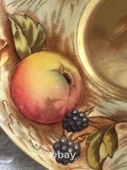 Aynsley Orchard Gold Fruit Cup Saucer Artist Signed N. Brunt Gold Rim