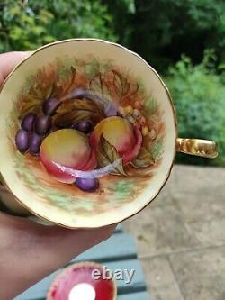 Aynsley Orchard Gold Signed Doris Jones Red Tea Cup & Saucer VGC