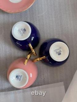 Aynsley Orchard Gold Tea Cup & Saucer Set Fruit Pattern Pink Blue set of 3