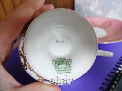 Aynsley Pedestal Cup & Saucer 2832 Orchard Fruit Coral Pink Gold Scrolls