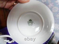 Aynsley Pedestal Cup & Saucer 2832 Orchard Fruit Coral Pink Gold Scrolls