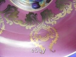 Aynsley Pedestal Cup & Saucer 2832 Orchard Fruit Coral Pink Gold Scrolls