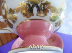 Aynsley Pedestal Cup & Saucer 2832 Orchard Fruit Coral Pink Gold Scrolls