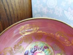 Aynsley Pedestal Cup & Saucer 2832 Orchard Fruit Coral Pink Gold Scrolls