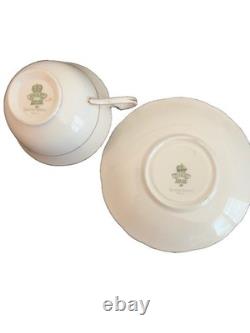 Aynsley Queen's Garden Tea Cups & Saucers Set 4 Bone China England Gold Trim