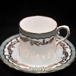 Aynsley Swirl 3 Coffee Can Cups & Saucers 1950-1952 Demitasse Sage Green withGold