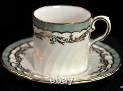 Aynsley Swirl 3 Coffee Can Cups & Saucers 1950-1952 Demitasse Sage Green withGold