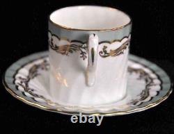 Aynsley Swirl 3 Coffee Can Cups & Saucers 1950-1952 Demitasse Sage Green withGold