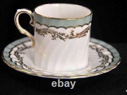 Aynsley Swirl 3 Coffee Can Cups & Saucers 1950-1952 Demitasse Sage Green withGold