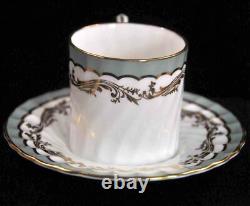 Aynsley Swirl 3 Coffee Can Cups & Saucers 1950-1952 Demitasse Sage Green withGold
