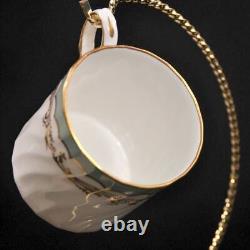 Aynsley Swirl 3 Coffee Can Cups & Saucers 1950-1952 Demitasse Sage Green withGold