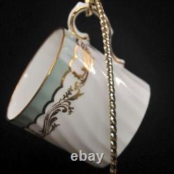 Aynsley Swirl 3 Coffee Can Cups & Saucers 1950-1952 Demitasse Sage Green withGold