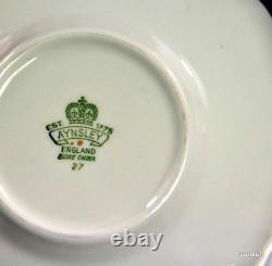 Aynsley Swirl 4 Coffee Can Demitasse Cups & Saucers Sage Green Gold 1950-1952