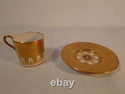 Aynsley Tea Coffee Cup Saucer heavy gilt embossed Gold edge Gilded Orchard rare